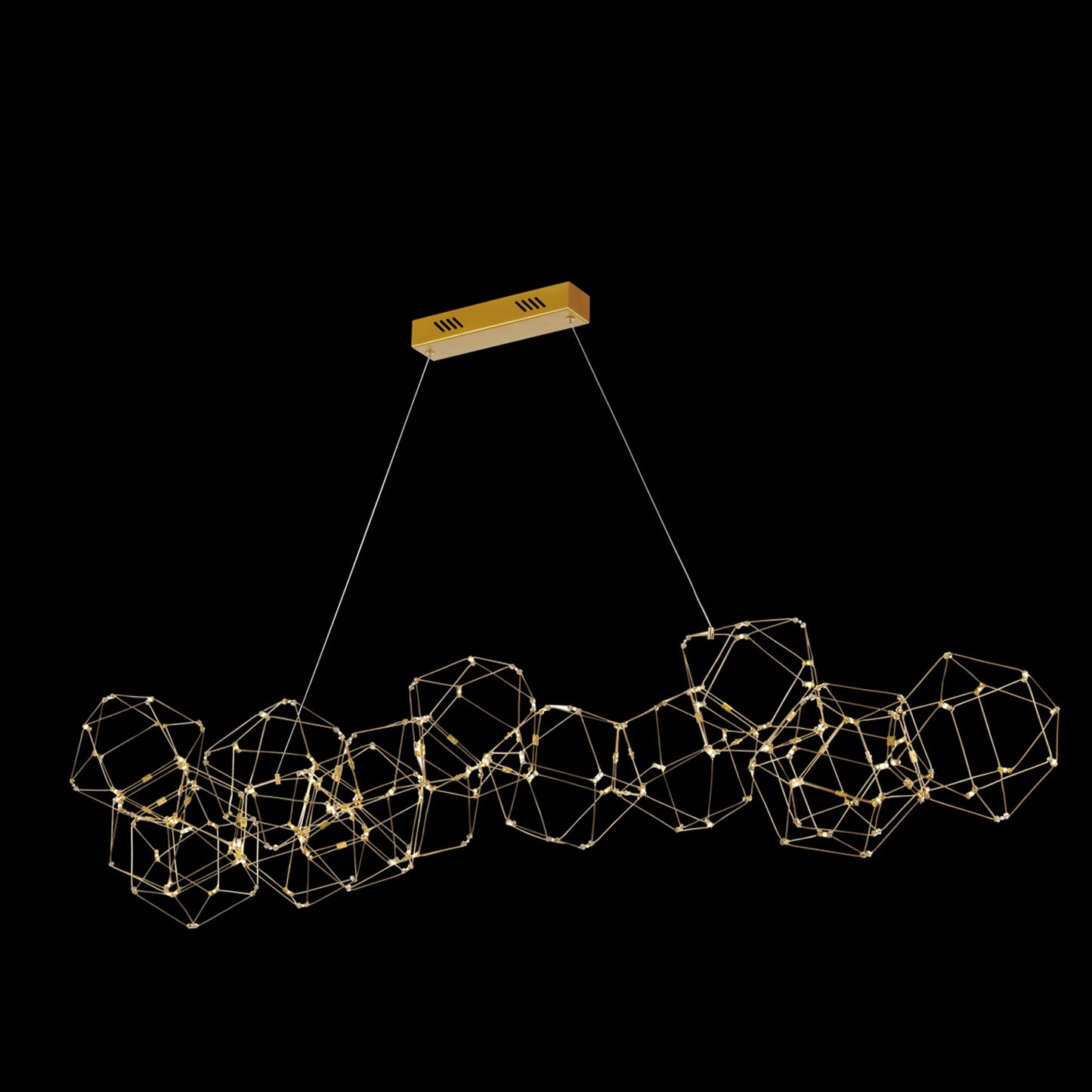 Luxury Set Of 14 Prism Brass Pendant Lights