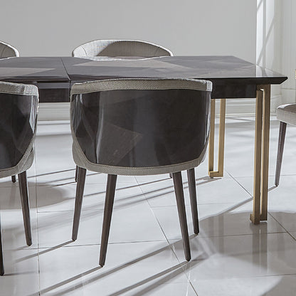 Luxury Veneer And Brass Extendable Dining Table