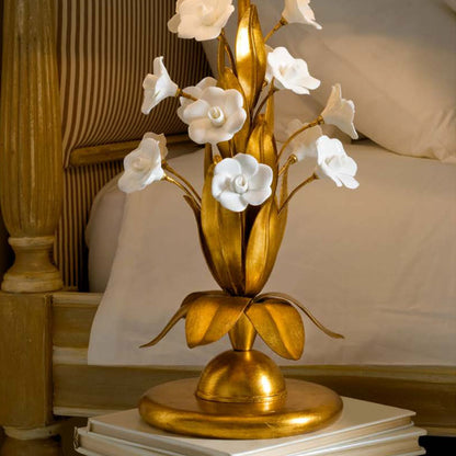 Luxury Wrought Iron Porcelain Flower Table Lamp