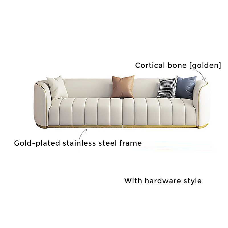 Modern White Luxury Leather Sectional Sofa with Pine Wood Frame