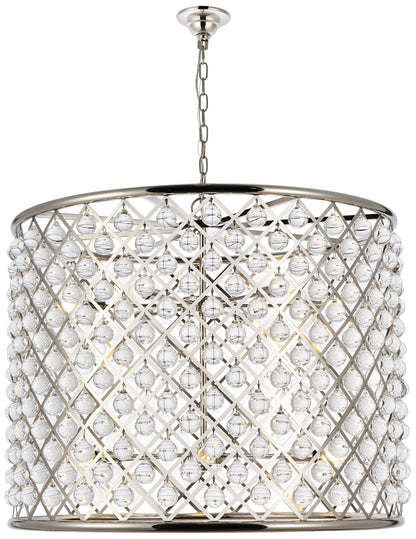 Madison 12 Light Polished Nickel Chandelier Clear