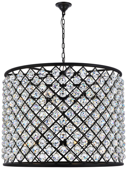 Madison 12 Lt Matte Black Chandelier Clear