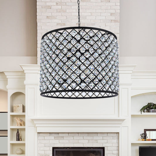 Madison 12 Lt Matte Black Chandelier Clear