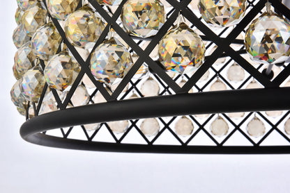 Madison 12 Lt Matte Black Chandelier Golden Teak