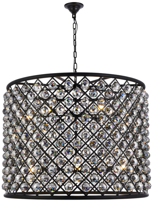 Madison 12 Lt Matte Black Chandelier Silver Shade (Grey)
