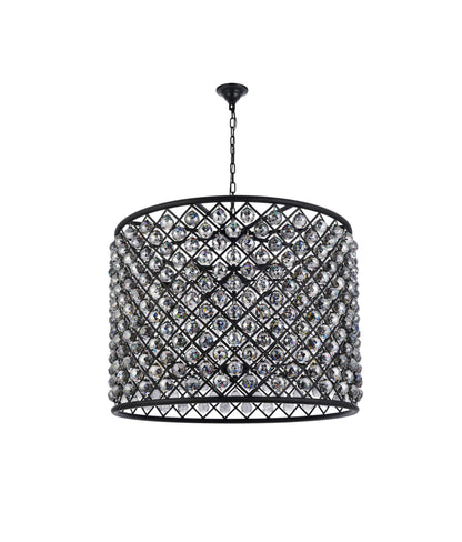 Madison 12 Lt Matte Black Chandelier Silver Shade (Grey)