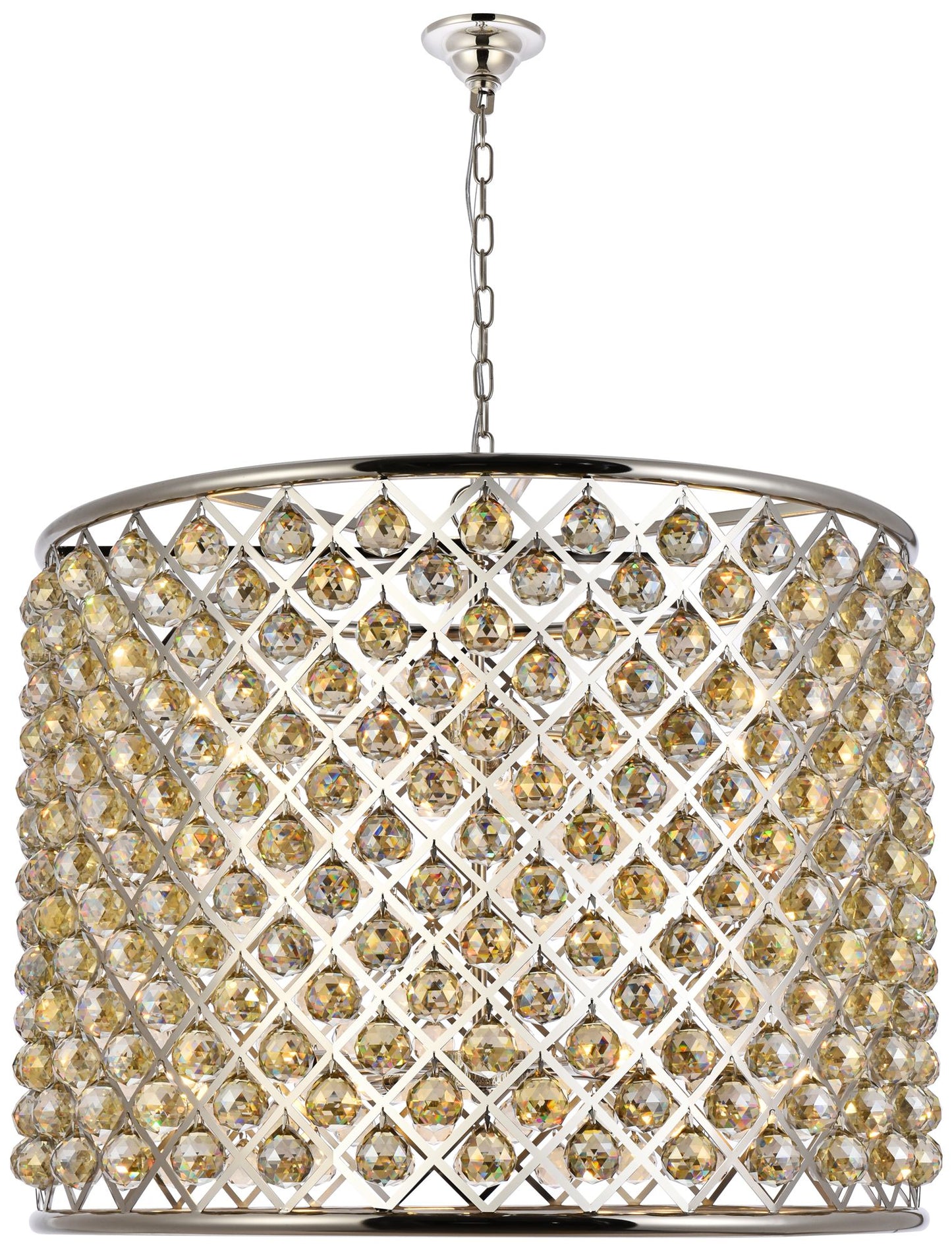 Madison 12 Lt Polished Nickel Chandelier Golden Teak