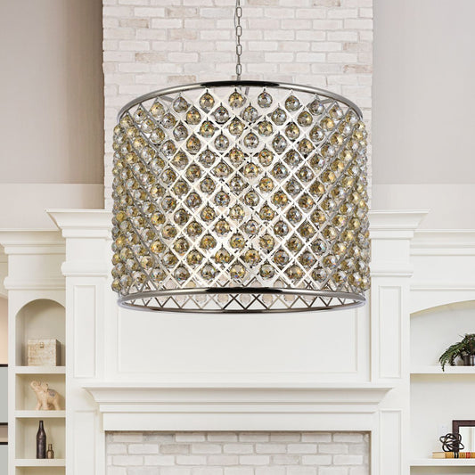 Madison 12 Lt Polished Nickel Chandelier Golden Teak