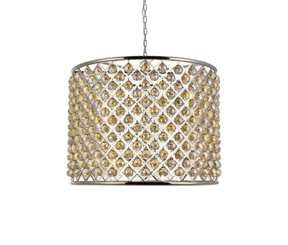 Madison 12 Lt Polished Nickel Chandelier Golden Teak