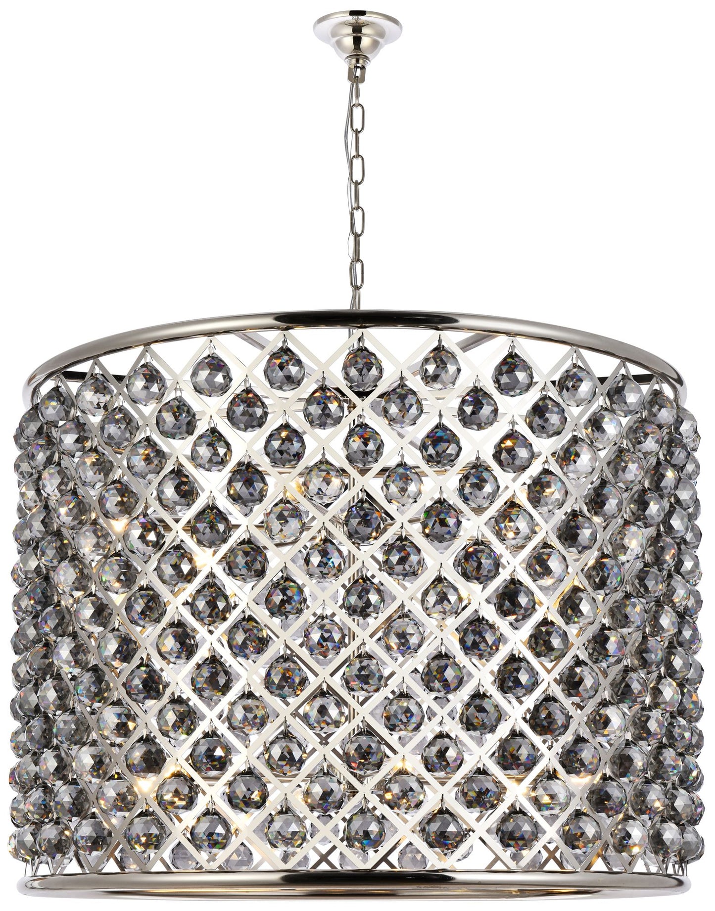 Madison 12 Lt Polished Nickel Chandelier Silver Shade (Grey)