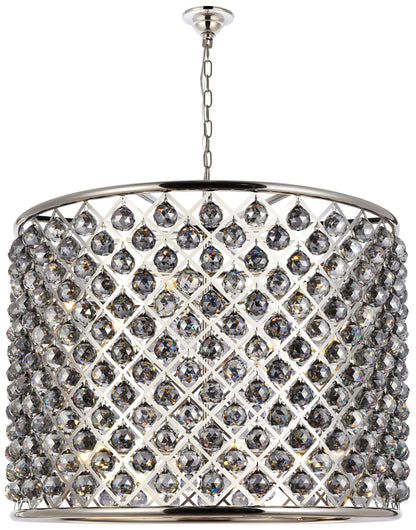 Madison 12 Lt Polished Nickel Chandelier Silver Shade (Grey)