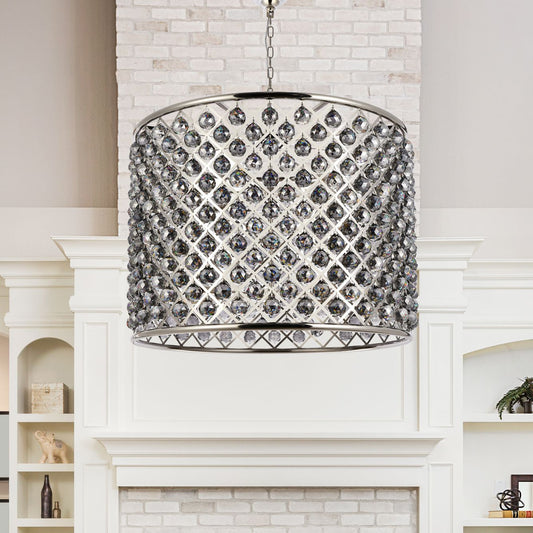 Madison 12 Lt Polished Nickel Chandelier Silver Shade (Grey)