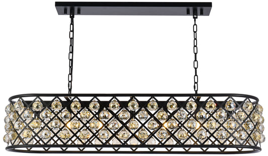 Madison 7 Lt Matte Black Chandelier Golden Teak