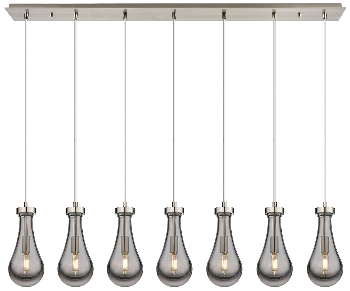 Malone 49.75" Wide 7 Light Brushed Brass Linear Pendant With Clear Sha