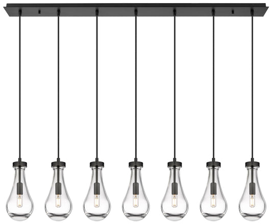 Malone 49.75" Wide 7 Light Matte Black Linear Pendant With Clear Shade