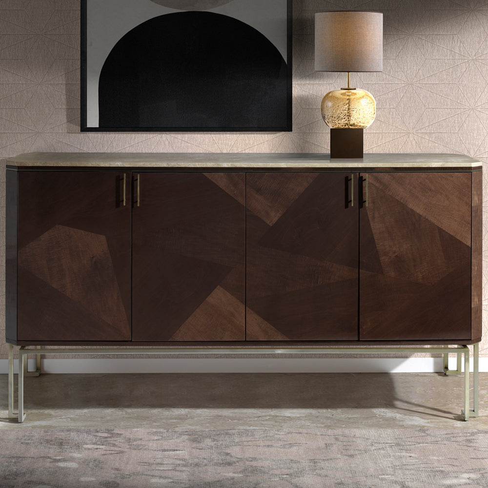 Marble Top Brown Maple Sideboard