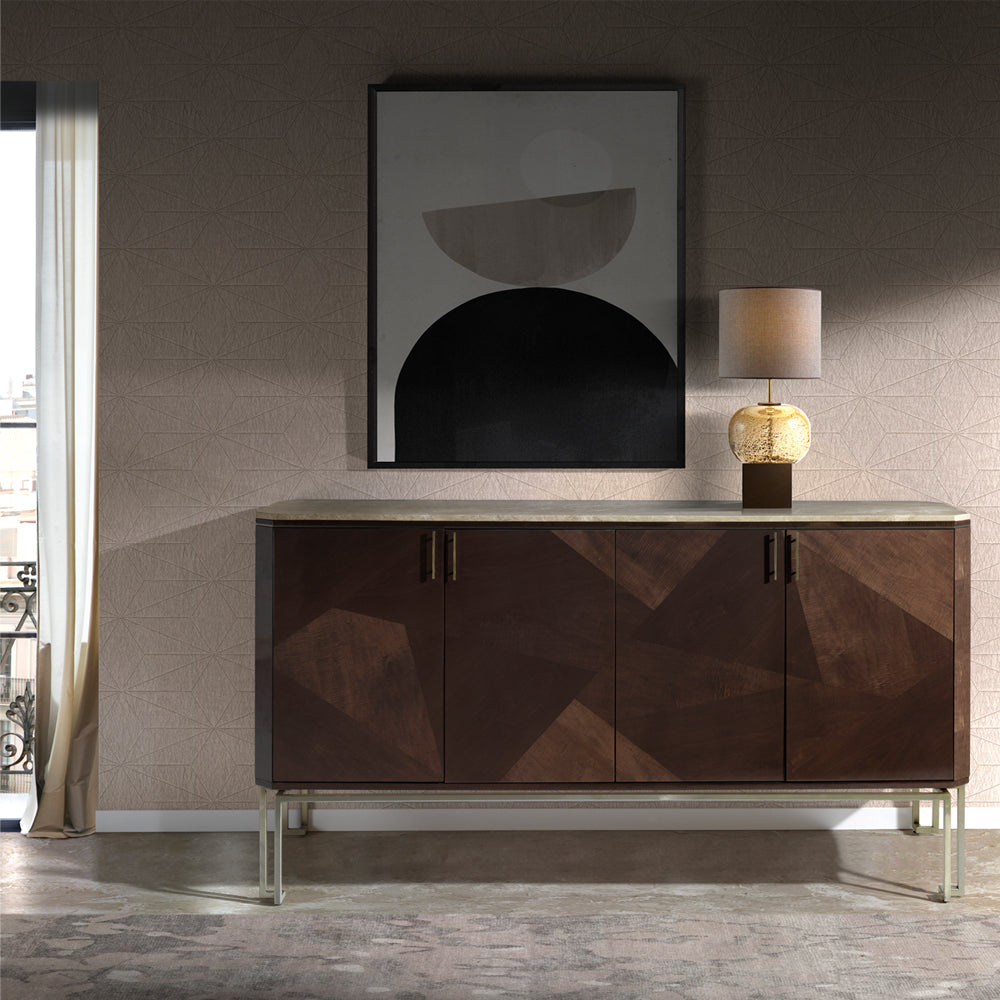 Marble Top Brown Maple Sideboard