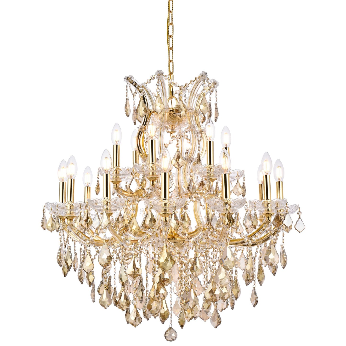 Maria Theresa 19 Lt Gold Chandelier Golden Teak