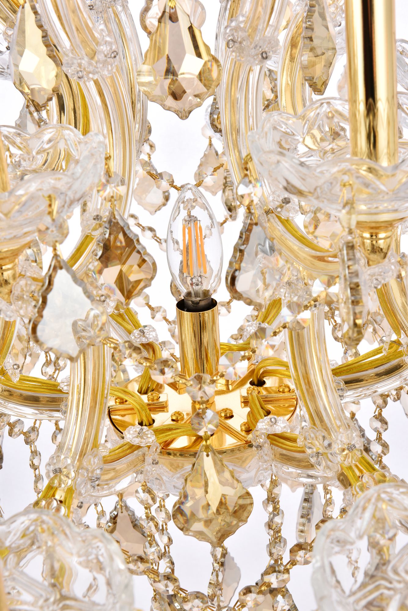 Maria Theresa 19 Lt Gold Chandelier Golden Teak