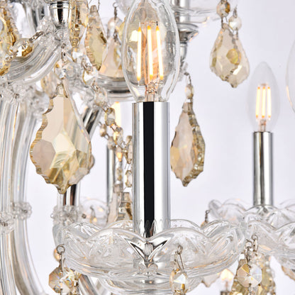 Maria Theresa 28 Lt Chrome Chandelier Golden Teak