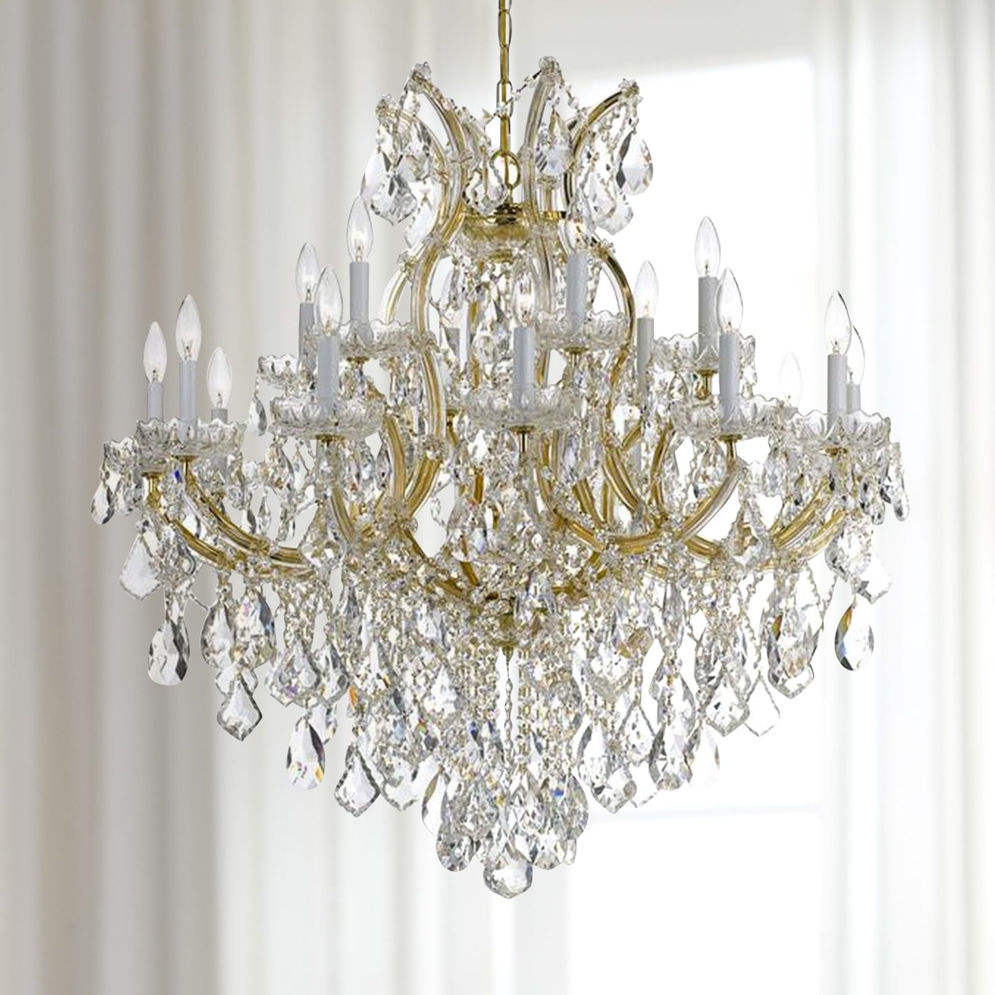 Maria Theresa 35" Wide 19-Light Gold and Crystal Chandelier