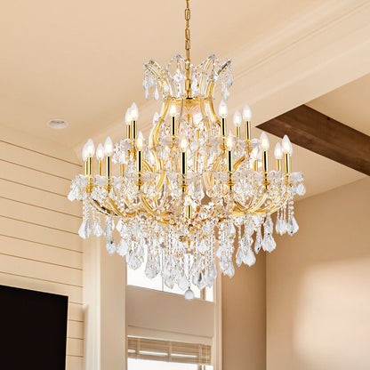 Maria Theresa 36" Wide Gold Crystal 24-Light Chandelier