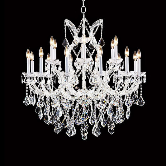 Maria Theresa 37"W Silver and Crystal 19-Light Chandelier