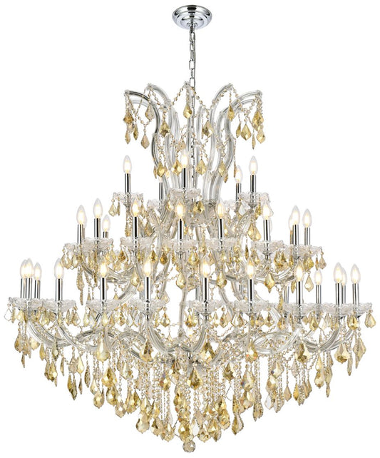 Maria Theresa 41 Lt Chrome Chandelier Golden Teak