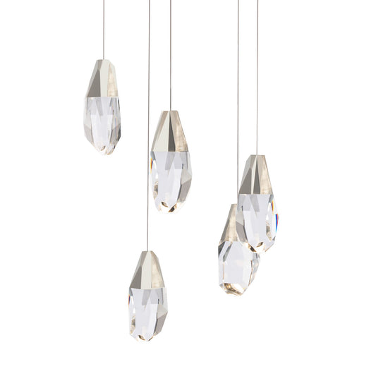 Martini 17" Wide Polished Nickel 5-Light LED Pendant