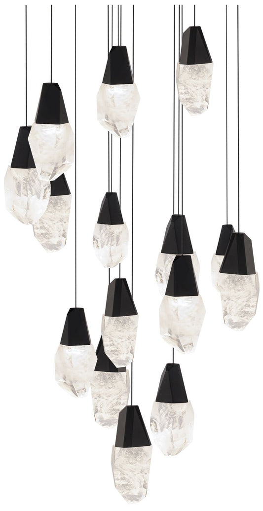 Martini 7"H x 23"W 15-Light Crystal Multi-Light Pendant in Black