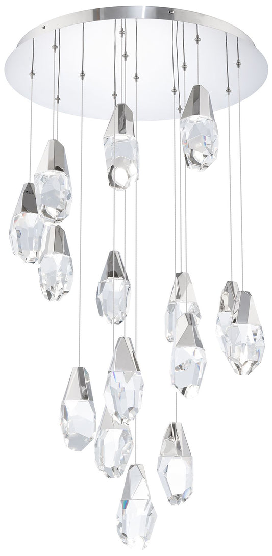 Martini 7"H x 23"W 15-Light Crystal Multi-Light Pendant in Polish