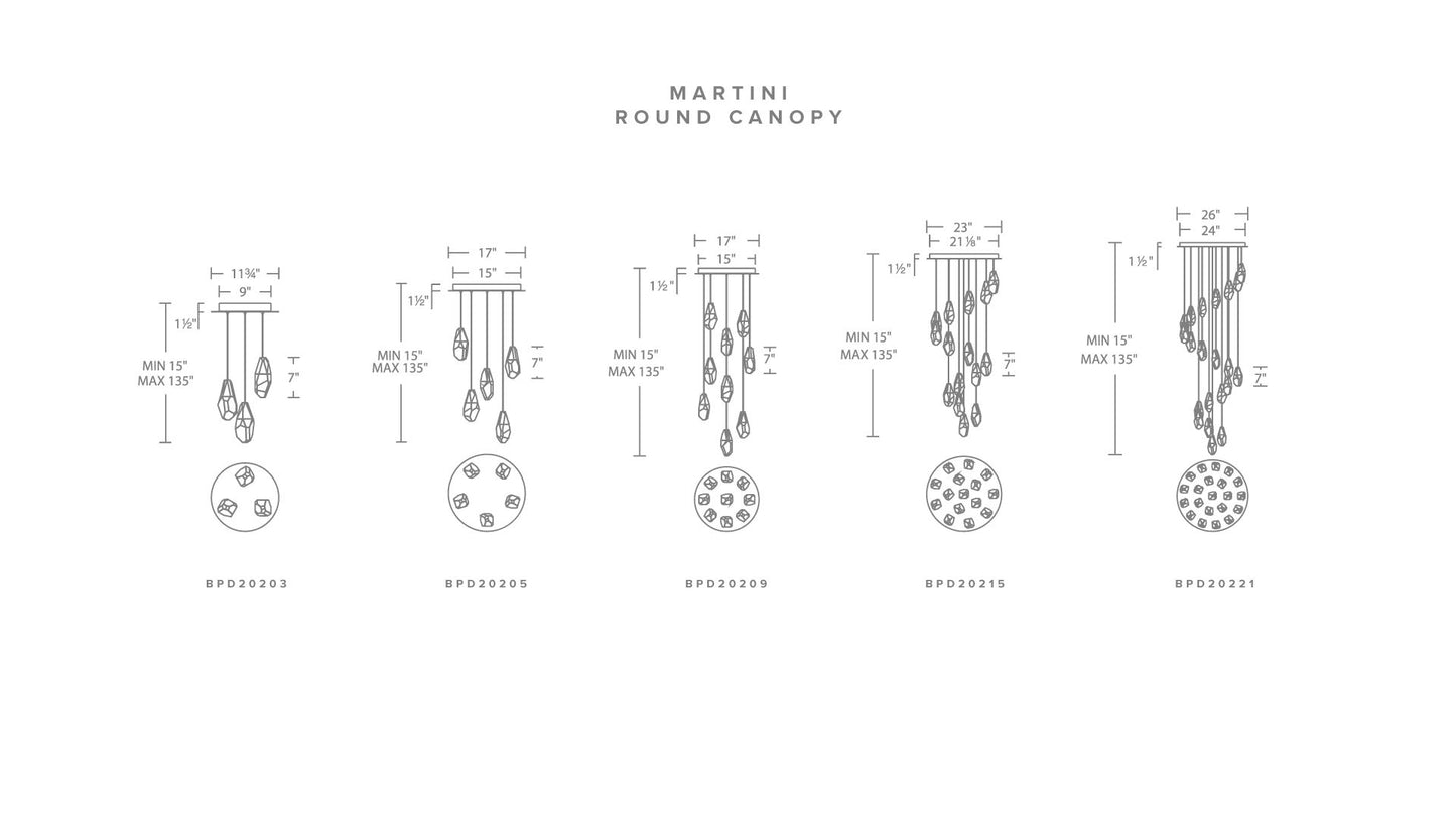 Martini 7"H x 26"W 21-Light Crystal Multi-Light Pendant in Polish