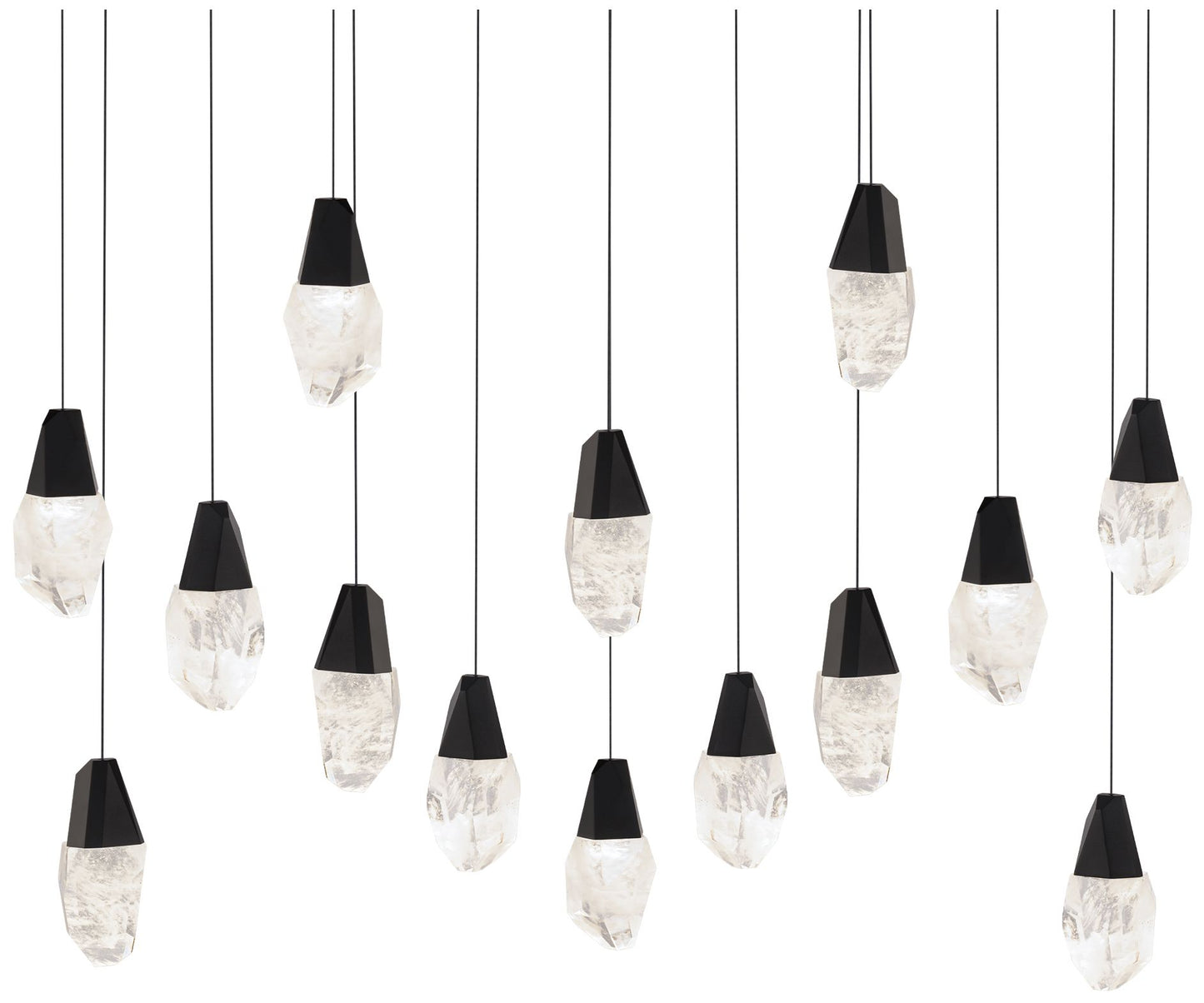 Martini 7"H x 40"W 14-Light Crystal Multi-Light Pendant in Black