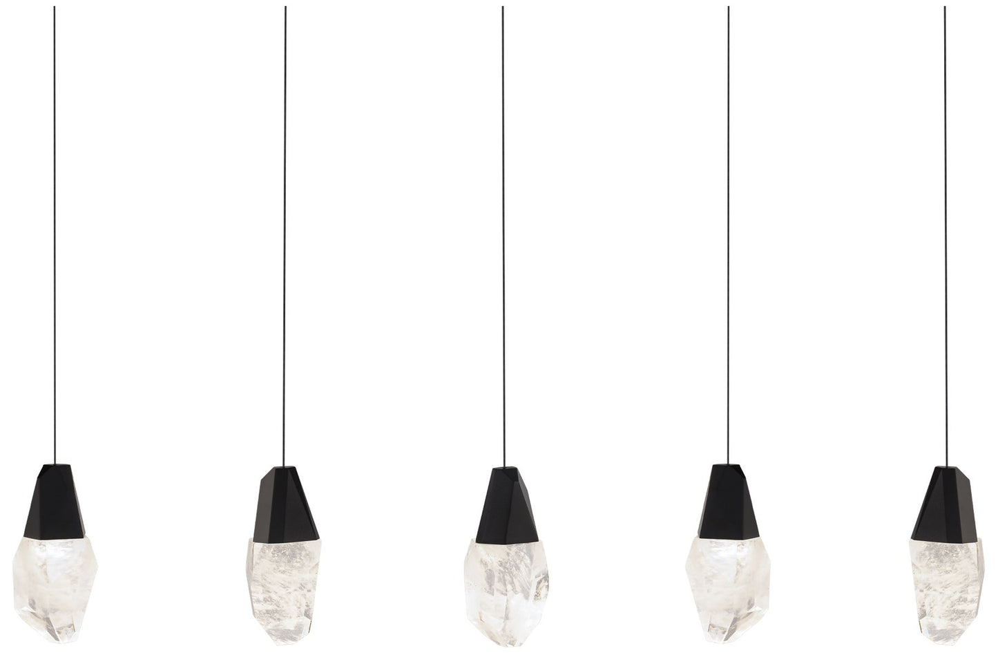 Martini 7"H x 40"W 5-Light Crystal Multi-Light Pendant in Black