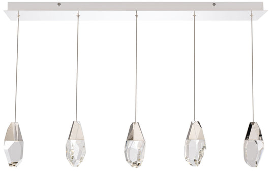 Martini 7"H x 40"W 5-Light Crystal Multi-Light Pendant in Polishe