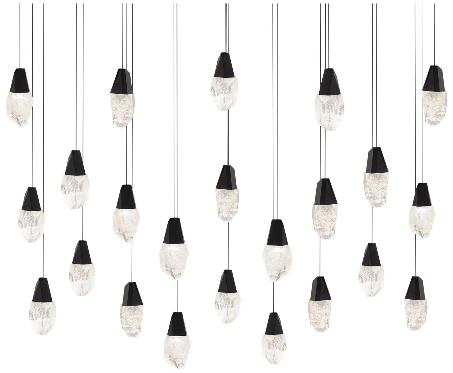 Martini 7"H x 53"W 23-Light Crystal Multi-Light Pendant in Black