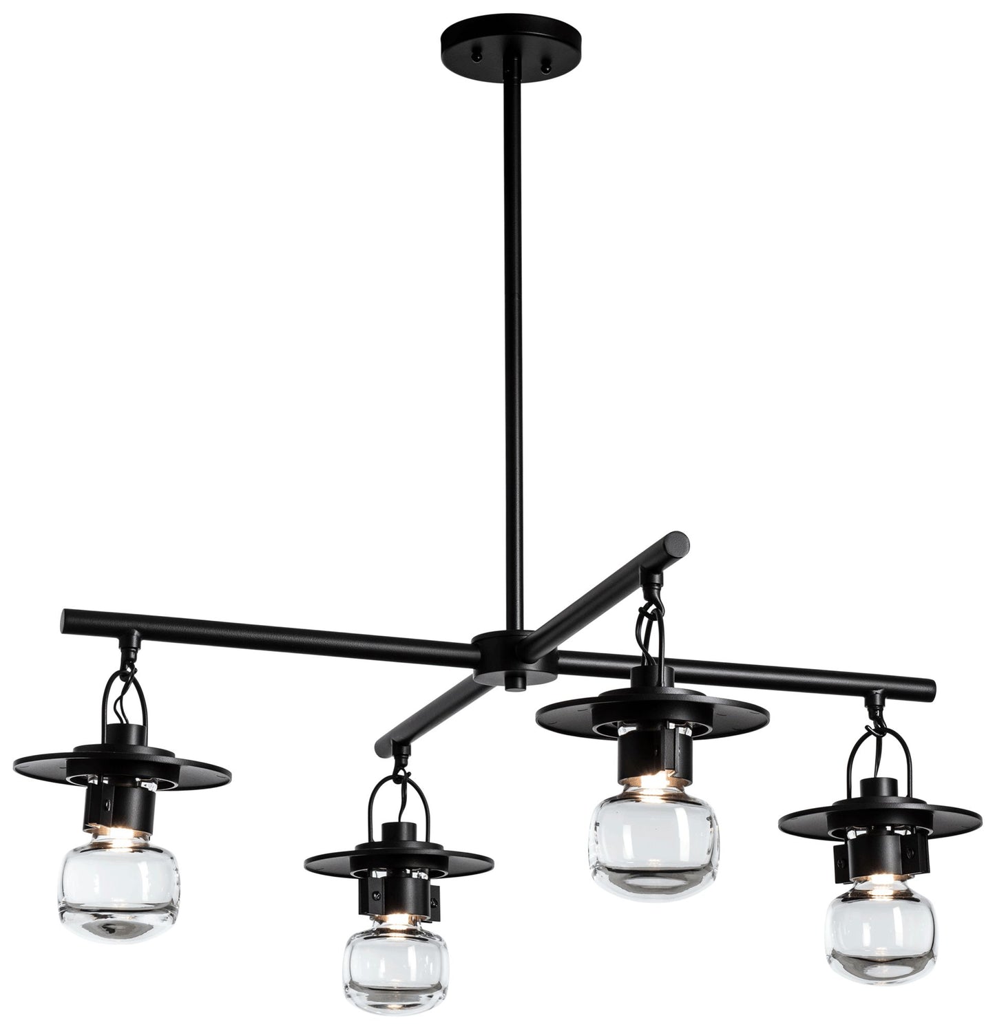 Mason Outdoor 4-Light Pendant - Black Finish - Clear Glass