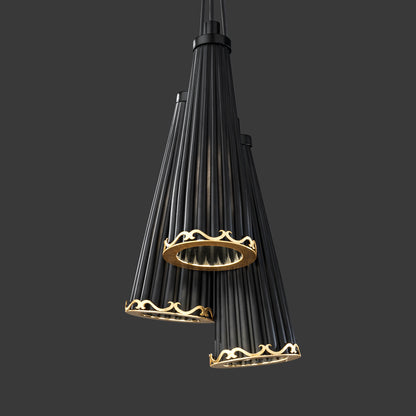 Matt Black Glass And Gold Pendant Light Cluster