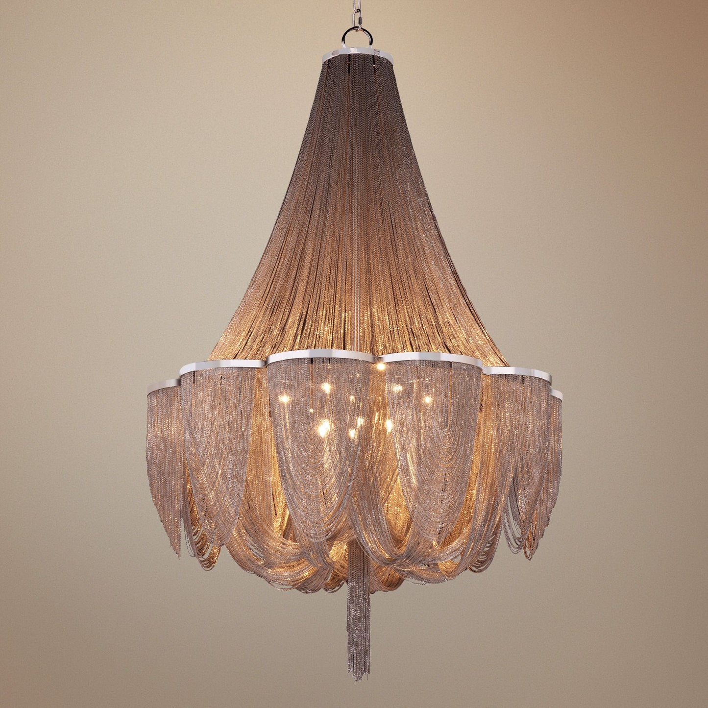 Maxim Chantilly 34" Wide Nickel Jewelry Chain Chandelier