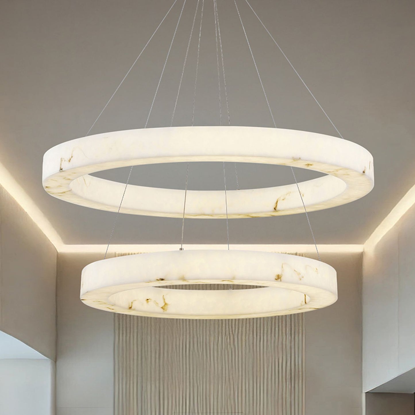 Medley 42" Wide Brushed Brass 2-Tier LED Ring Chandelier