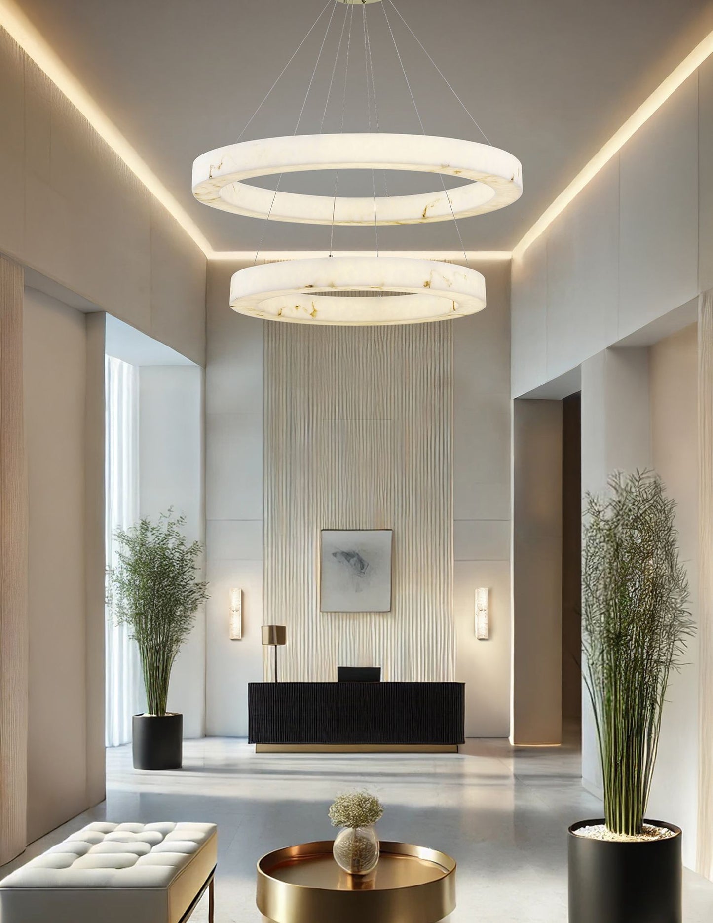 Medley 42" Wide Brushed Brass 2-Tier LED Ring Chandelier