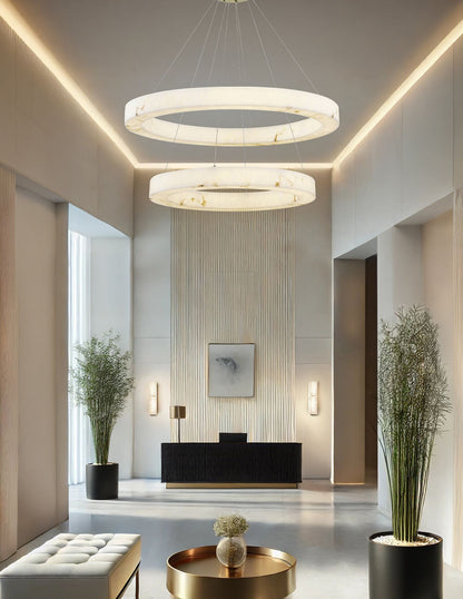 Medley 42" Wide Brushed Brass 2-Tier LED Ring Chandelier