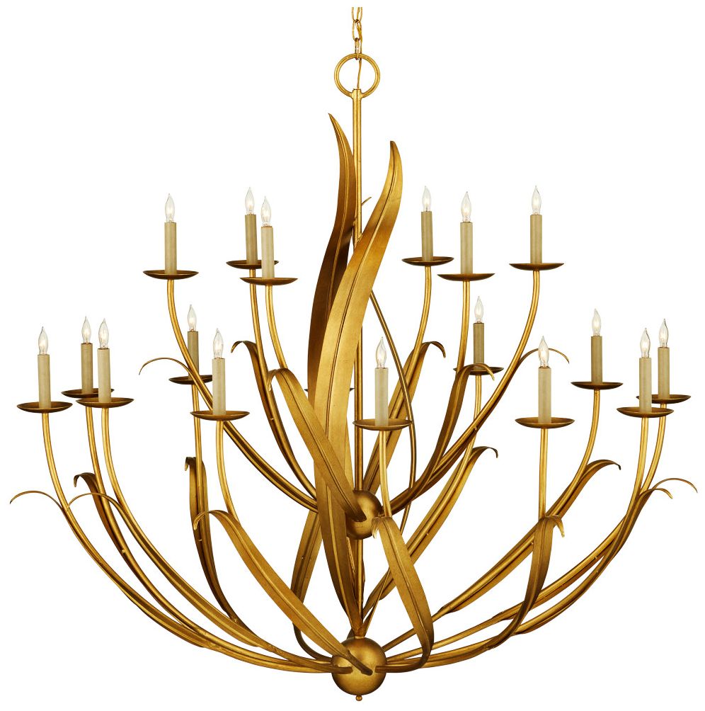 Menefee 49 1/4" Wide Antique Gold Leaf 18-Light Chandelier