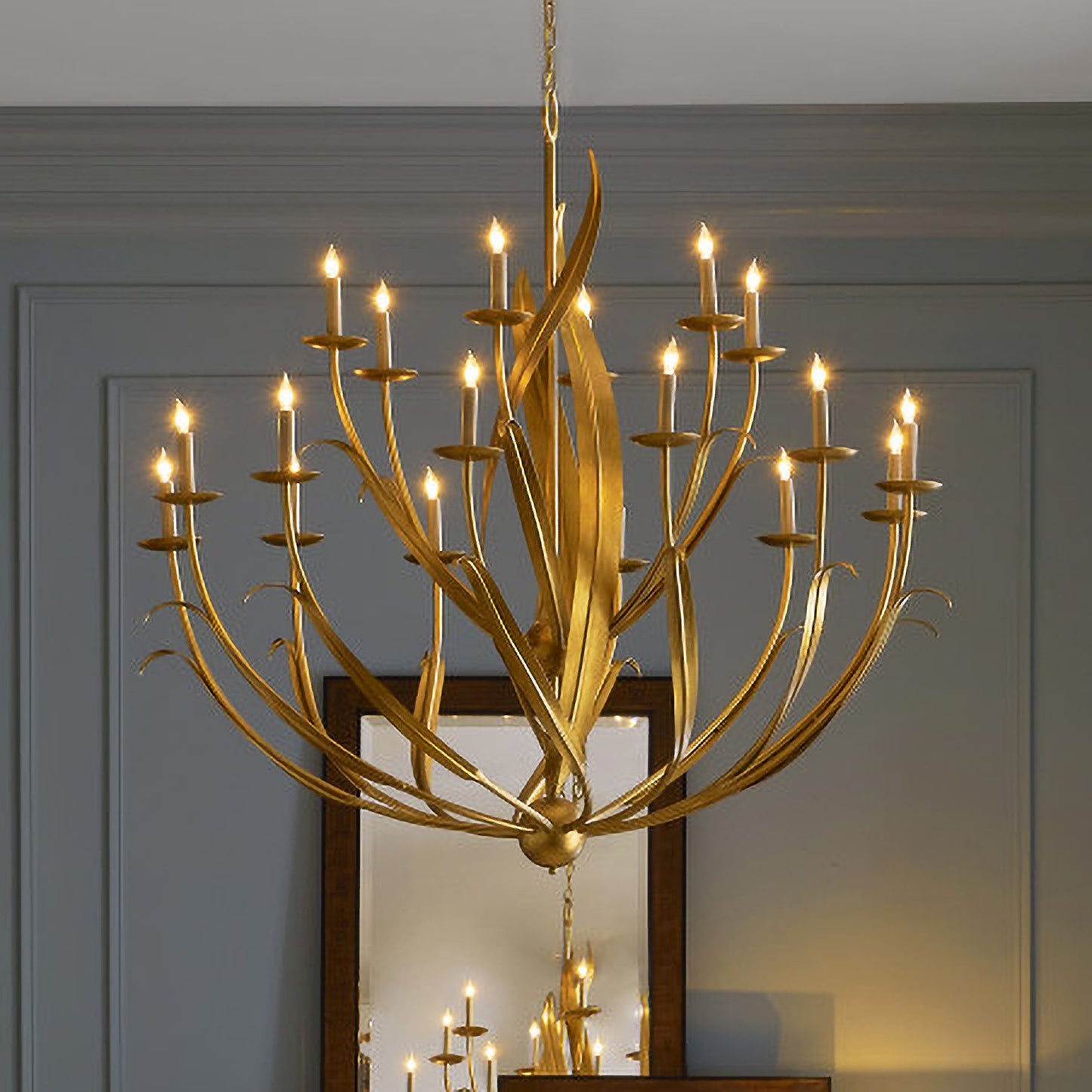 Menefee 49 1/4" Wide Antique Gold Leaf 18-Light Chandelier