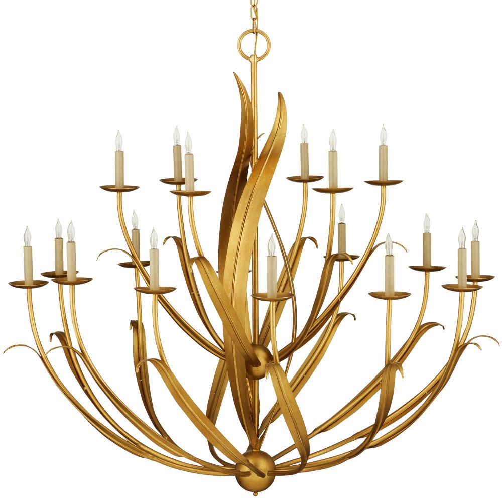 Menefee 49 1/4" Wide Antique Gold Leaf 18-Light Chandelier