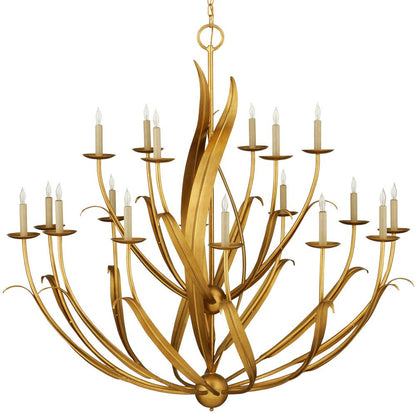 Menefee 49 1/4" Wide Antique Gold Leaf 18-Light Chandelier
