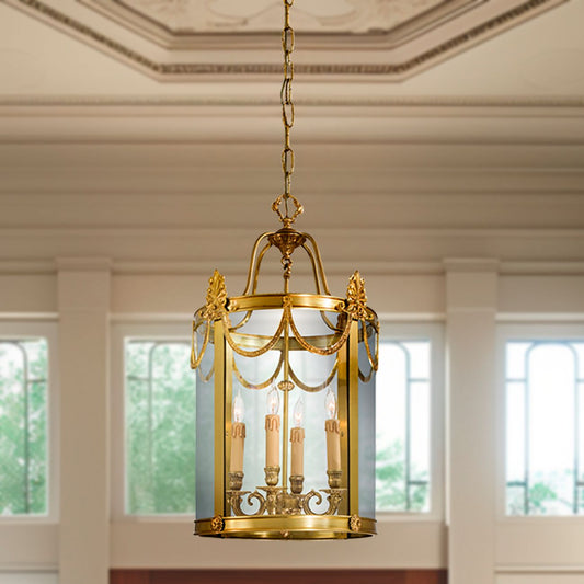 Metropolitan 4-Light 15.25-in Dore Gold Foyer Pendant with Glass Shade