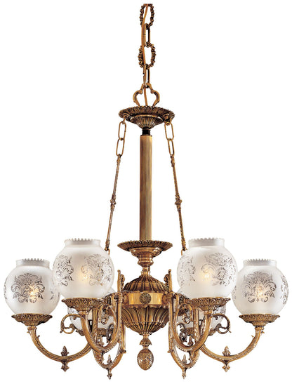 Metropolitan 6-Light 26-in Antique Classic Brass Indoor Chandelier