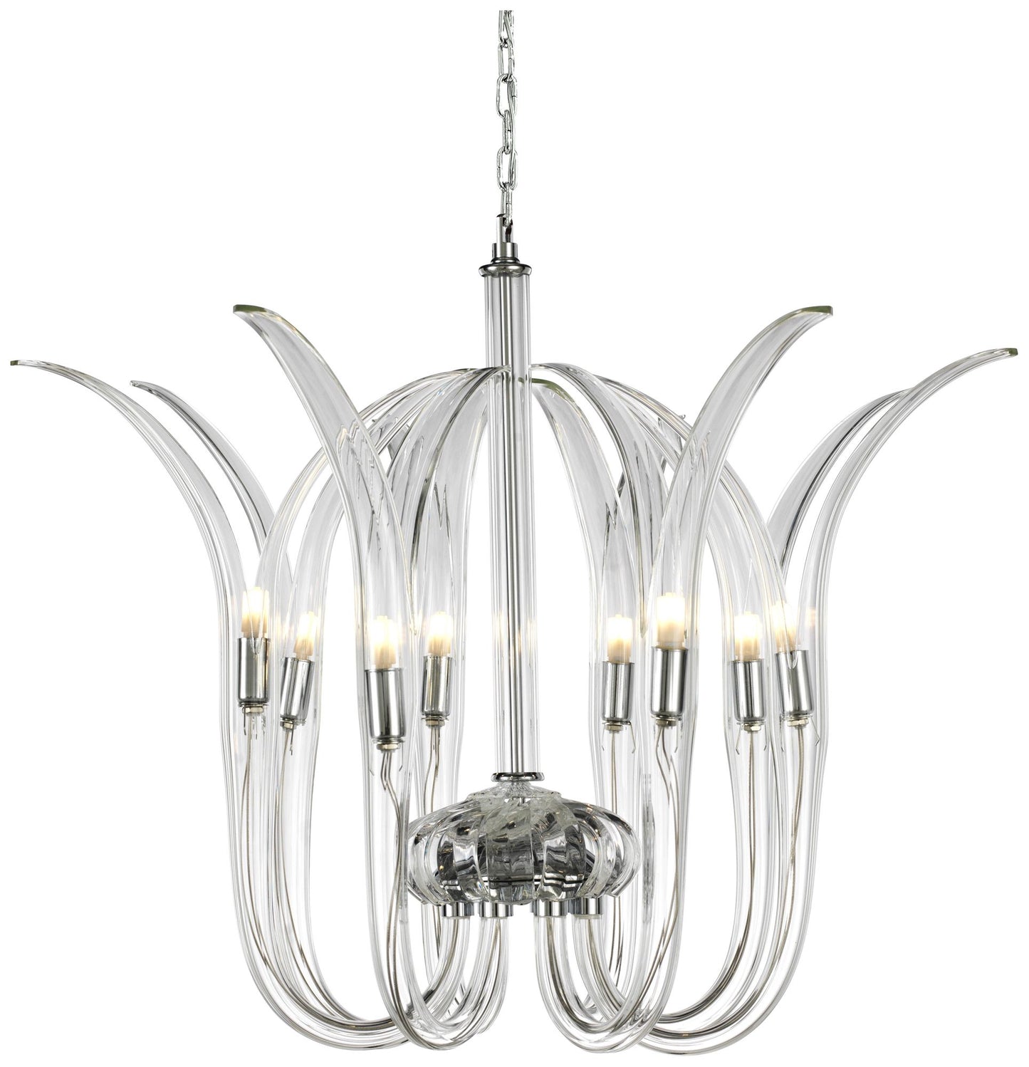 Metropolitan Cisne 8-Light Polished Nickel Pendant with Clear Crystal Shade