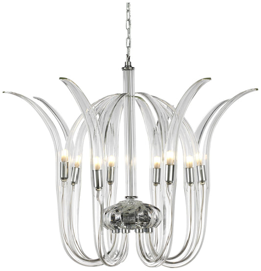 Metropolitan Cisne 8-Light Polished Nickel Pendant with Clear Crystal Shade